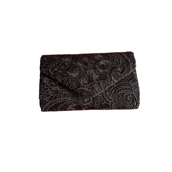 St. Jubilees women’s black satin and lace clutch bag 9x6 - Picture 2 of 4